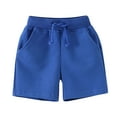 thumbnail image 1 of Gubotare Toddler Athletic Shorts Toddler Boys Shorts Boys Cotton Shorts with Drawstring Casual Elastic Waist (Blue,Size 4-5 Years), 1 of 9