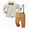 thumbnail image 1 of Gubotare Toddler Baby Boy Clothes Suit Gentleman Wedding Outfits Formal Dress Shirt+Bowtie+Suspender Pants(Gray, 5-6 Years), 1 of 1