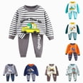 thumbnail image 1 of Gubotare Toddler Baby Boy Fall Winter Clothes Crewneck Long Sleeve Sweatshirt Pullover Tops Elastic Joggers Pants 2pcs Outfit Set Dark Gray,Size 3-6 Months, 1 of 3