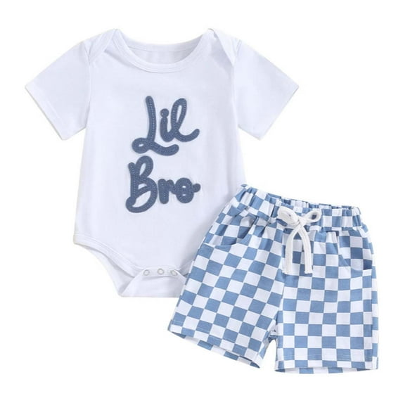 Gubotare Toddler Baby Boy Summer Clothes Letter Short Sleeve T Shirt/Romper Casual Shorts Set Brother Matching Outfits 0 3 6 12 18 24 Months (White,3-6 Months)