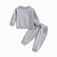 thumbnail image 1 of Gubotare Toddler Baby Boys Fall Outfits Long Sleeve Pull On Sweatshirt Elastic Waist Pants 2Pcs Solid Clothes Set (Light Gray, 6-12 Months), 1 of 5