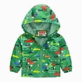 thumbnail image 1 of Gubotare Toddler Baby Boys Girls Hooded Jacket Windbreaker Lightweight Dinosaur Print Coat Autumn Long Sleeve Windproof Outwear (Green, 2-3 Years), 1 of 4