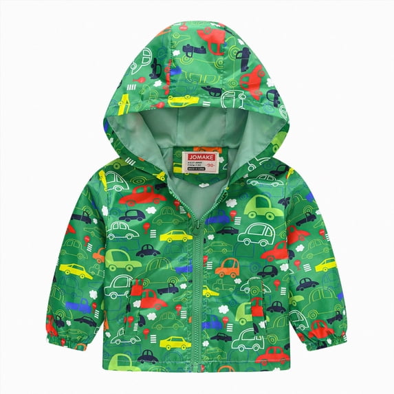 Gubotare Toddler Baby Boys Girls Hooded Jacket Windbreaker Lightweight Dinosaur Print Coat Autumn Long Sleeve Windproof Outwear (Green, 2-3 Years)