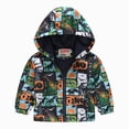 thumbnail image 1 of Gubotare Toddler Baby Boys Girls Hooded Jacket Windbreaker Lightweight Dinosaur Print Coat Autumn Long Sleeve Windproof Outwear (White, 2-3 Years), 1 of 3