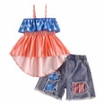 thumbnail image 1 of Gubotare Toddler Baby Girl 4th of July Outfit, USA Flag Halter Top Dress + Denim Shorts Summer Clothes Set 24 Months 2T 3T 4T 5T 6T,Blue 5-6 Years, 1 of 7