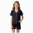 thumbnail image 1 of Gubotare Toddler Baby Girl Summer Pajamas Set Striped Short Sleeve Tops and Shorts 2 Piece Sleepwear Nightgown Pjs Outfit 12 18 Months (Black,12-18 Months), 1 of 4