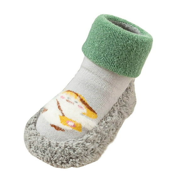 Gubotare Toddler Barefoot Shoes Toddler Kids Unisex Slipper Animal Flower Soft Sole Leather Baby Shoes,Grey 2-2.5 Years