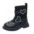 thumbnail image 1 of Gubotare Toddler Boots for Girls Girls Ankle Boots with Side Zipper & Lace Up – Stylish Comfort Shoes for Toddlers Little Kids & Big Kids Size 1 (Black,Big Kids 1), 1 of 6