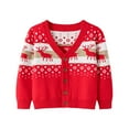 thumbnail image 1 of Gubotare Toddler Boy Cardigan Boys' Button-up Cardigan with Elbow Patches V-Neck Knit Sweater Casual Outerwear 2T 3T (Red,2-3 Years), 1 of 4