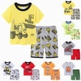thumbnail image 1 of Gubotare Toddler Boy Clothes Kids Summer Cotton Outfits Shirt Short Sets Size 2-7 (Green, 7-8 Years), 1 of 5
