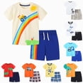 thumbnail image 1 of Gubotare Toddler Boy Clothes Kids Summer Cotton Outfits Shirt Short Sets Size 2-7 Yellow,Size 6-7 Years, 1 of 8