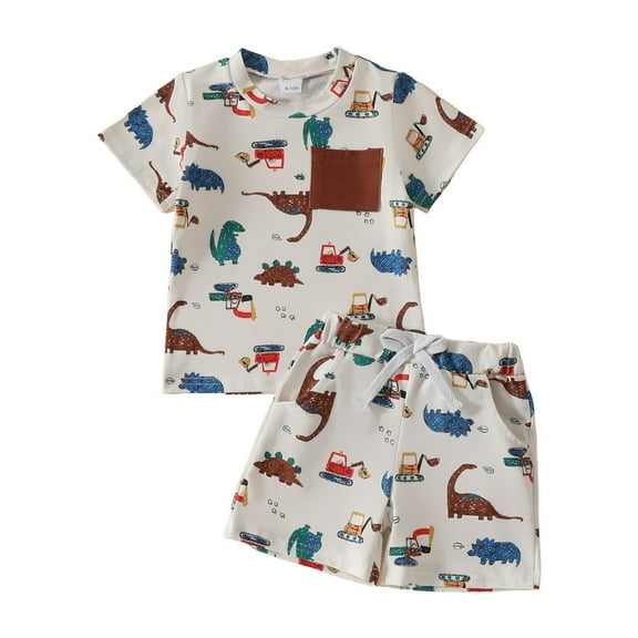 Gubotare Toddler Boy Clothes Sets Boys 2 Pieces Summer Beach Outfits Short Sleeve Shirts and Shorts Vacation Sets for Kids 2T 3T (White,2-3 Years)