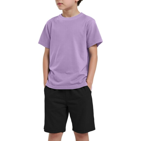 Gubotare Toddler Boy Clothes Sets Contrast Color Baby Boys Clothes Set Toddler Boys Shirt Tops and Shorts Summer Outfit 2Pcs (Purple,Size 4-5 Years)