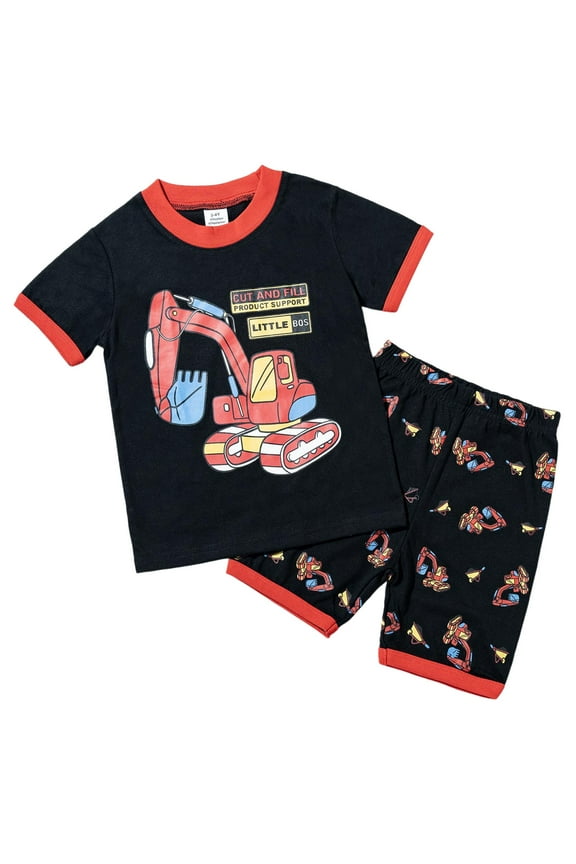Toddler Boy Clothes Sets Toddler Baby Boy Summer Outfit Short Sleeve T Shirt Top Casual Shorts Set Waffle Clothes 2T 3T 4T 5T 6T 7-8 Years (Black,5-6 Years)