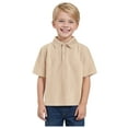 thumbnail image 1 of Gubotare Toddler Boy Dress Shirt Kids Baby Boys and Toddler Uniform Short Sleeve Pique Polo T-Shirt Tops Summer Clothes (Khaki,Size 5-6 Years), 1 of 8