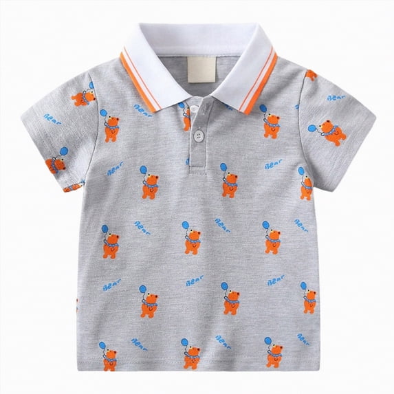 Gubotare Toddler Boy Dress Shirt Toddler Baby Girls Boys Classic Polo Shirt Kids Short Sleeve Golf Polo Moisture Wicking Shirt Tees Tops 3T 4T (Grey,3-4 Years)