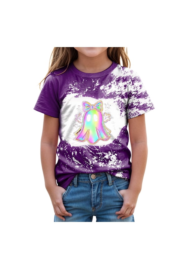 Toddler Boy Girls Halloween Shirt Pumpkin Tops Kids Outfits Short Sleeve Tshirt Short Sleeve Halloween Shirt Toddler (Purple,3-4 Years)