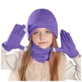 thumbnail image 1 of Gubotare Toddler Boy Hat and Glove Set Kids Winter Hat Scarf Gloves Set, Toddler Fleece Lined Gloves Warm Knitted Scarf Winter Beanie with Pom for Boys Girls (Dark Purple,One Size), 1 of 6