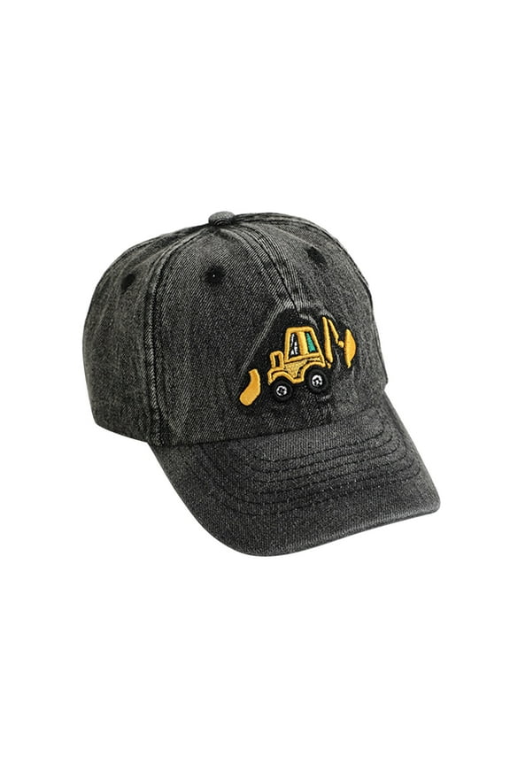 Toddler Boy Hat Kids Washed Low Profile UPF 50+ Plain Baseball Cap Hat (Black,One Size)