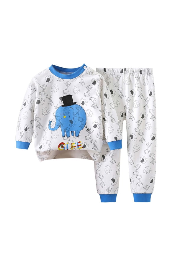 Toddler Boy Pajamas Set Toddler Kids Boys Pajamas Cotton Cartoon Print Sleepwear T Shirt Tops Pants Set 5T 6T (Blue,5-6 Years)