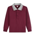 thumbnail image 1 of Gubotare Toddler Boy Polo Shirt Long Sleeve Polo Shirts for Boys Cotton Kids School Uniform Shirts Boys Casual Button-Down Tshirts Size 14-15 (Wine,14-15 Years), 1 of 3