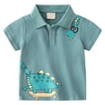 thumbnail image 1 of Gubotare Toddler Boy Polo Shirt Toddler Baby Boys Girls Embroidery Polo Shirt Striped Print Short Sleeve Lapel Button Down Shirts Summer Clothes,Light Blue 3-4 Years, 1 of 3