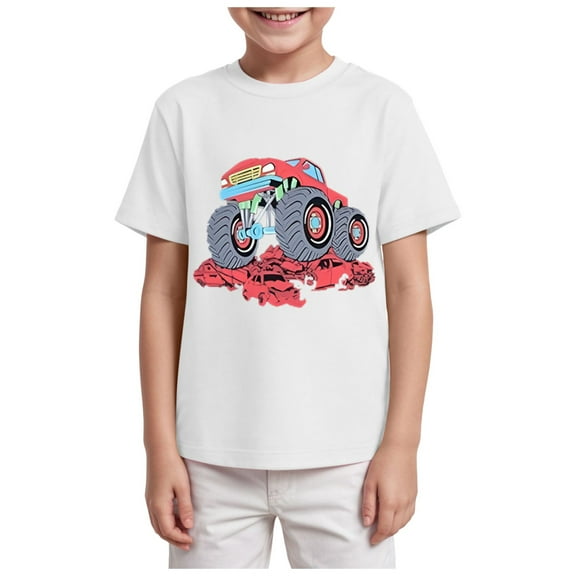 Gubotare Toddler Boy Shirts Toddler Baby Boys Tops Cartoon Dinosaur Print Tees Kids Cotton Clothes Summer Short Sleeves T-Shirts Sizes 5-6T (White,5-6 Years)