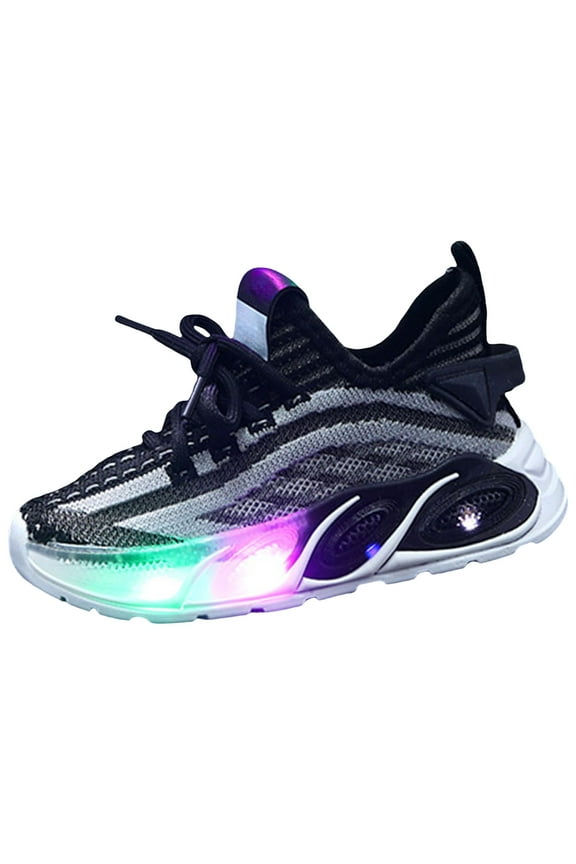 Toddler Boy Shoes Boys Girls Sneakers Light up for Toddler Size 7 (Black,Toddler 7)