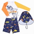 thumbnail image 1 of Gubotare Toddler Boy Swim Set Little Boys Swimsuit Long Sleeve Rash Guard Swimwear Little Boy Swim Trunk with Hat Set 3-Piece Toddler Bathing Suit Size 9-10 Years (White,9-10 Years), 1 of 8