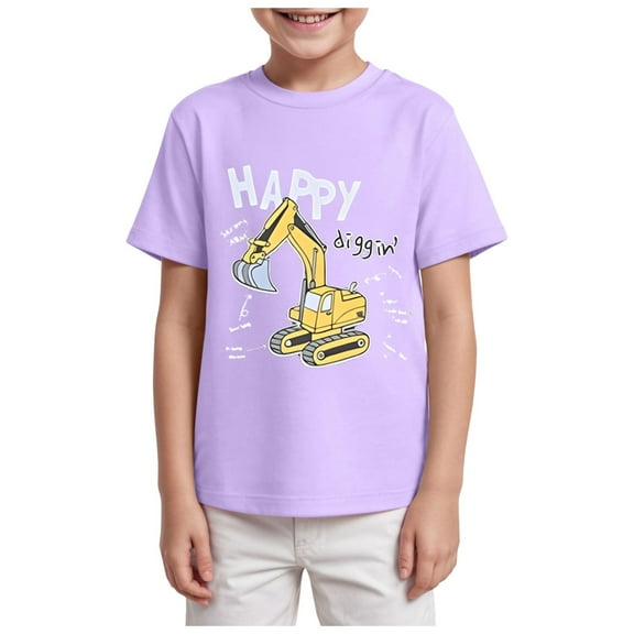 Gubotare Toddler Boy Tshirt Boys Girls T-Shirts 3D Graphic Shirts Kids Neon Short Sleeve Glow Tees Animal Print Tees Sizes 5-6T (Light Purple,5-6 Years)