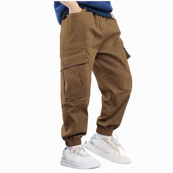 Gubotare Toddler Boys Bloomer Jogger Pants Trousers for Little Boys Kids Years Cargo Relaxed Comfortable Comfort Waist Pants 5T 6T (Brown,5-6 Years)