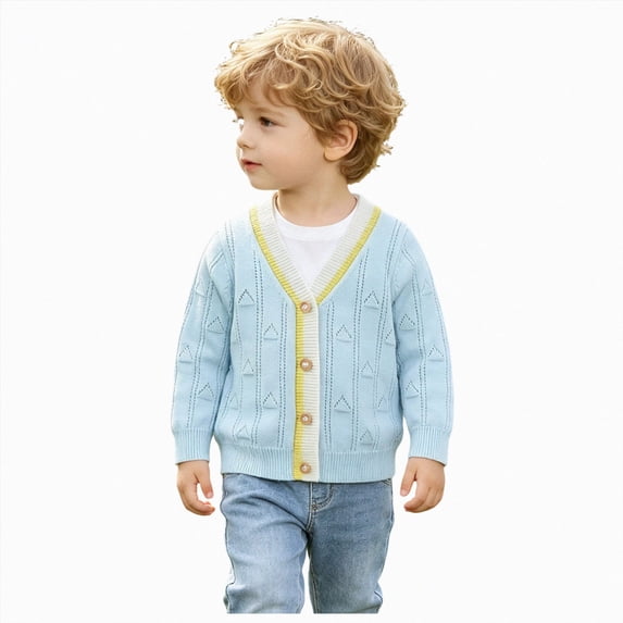 Gubotare Toddler Boys Cardigan Sweaters Boys Cardigan Sweater School Uniforms Top Fall Winter Boys Knitted Cardigan Tops Children's 18 24 Months (Blue,18-24 Months)