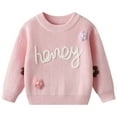 thumbnail image 1 of Gubotare Toddler Boys Crewneck Sweaters Baby Boy Girl Pullover Sweater Knit Clothes Unisex Toddler Fall Winter Warm Long Sleeve Tops Size 18 24 Months (Pink,18-24 Months), 1 of 9