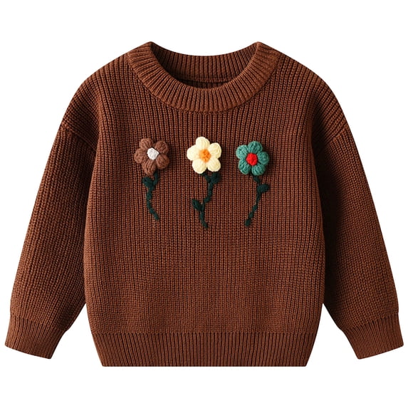 Gubotare Toddler Boys Fall Sweaters Toddler Baby Boy Girl Long Sleeve Embroidery Letter Knit Sweater Sweatshirt Pullover Warm Knitwear Clothes Size 6 9 Months (Coffee,6-9 Months)