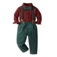 thumbnail image 1 of Gubotare Toddler Boys Gentleman Outfit Toddler Baby Boy Suit Clothes Gentleman Wedding Outfits Long Sleeve Dress Shirt + Suspender Pants + Bowtie 4T 5T,(Red 4-5 Years), 1 of 4
