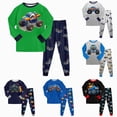thumbnail image 1 of Gubotare Toddler Boys Pajamas Monster Truck Cotton Planets Sleepwear Pjs Sets Long Sleeve Excavator Jammies (Blue, 7-8 Years), 1 of 9