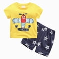 thumbnail image 1 of Gubotare Toddler Boys Pajamas Short Sets Boys Summer Pajamas Short Sleeve Pajamas Shorts Set 2 Piece Summer Kids Pjs Sleepwear Sets 6T 7T (Yellow,6-7 Years), 1 of 8