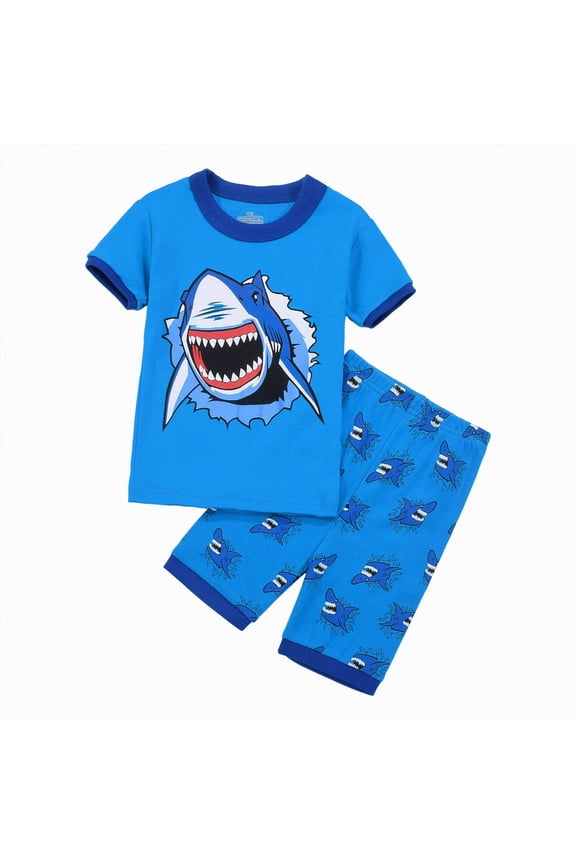 Toddler Boys Pajamas Short Sets Toddler Boys Pajamas Summer Pjs Kids Short Sets Baby Sleepwear Truck Car Soccer Jammies Size 7-8 (Blue,7-8 Years)