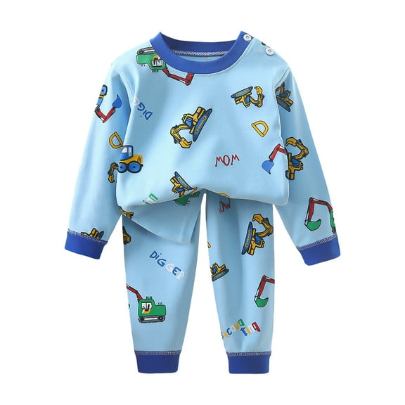 Gubotare Toddler Boys Pajamas Toddler Kids Boys Girls Cotton Sung Fit Sleepwear Pajamas 2pcs Pjs Set Size 18 24 Months (Sky Blue,18-24 Months)