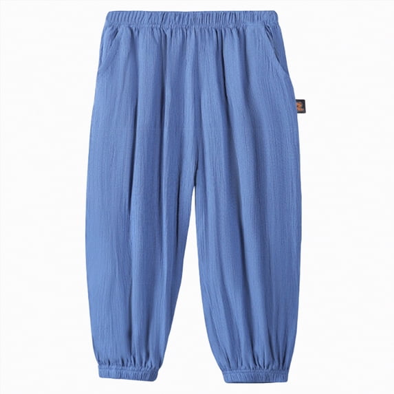 Gubotare Toddler Boys Pants Boys' Cargo Pants with Pockets Elastic Waist Casual Jogging Trousers Hiking Pants for Boys 5T 6T (Blue,5-6 Years)