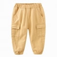 thumbnail image 1 of Gubotare Toddler Boys Pants Cargo Pants for Kid Boys Elastic Waist Wide Leg Side Pockets School Wear Pants for Kids 2T 3T (Khaki,2-3 Years), 1 of 3