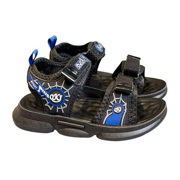 Gubotare Toddler Boys Sandals Kids Toddler Sandals Boys Girls Cork Footbed Sandal Comfort Double Buckle Slip On Slippers with Adjustable Back Strap Size 2 (Blue,2 Big Kids)