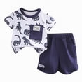thumbnail image 1 of Gubotare Toddler Boys Summer Clothes Boy Clothes Kids Boy's Summer Outfits Shorts Sleeve T-Shirt Tops Tees Shorts Sets Boy's 2 Piece Outfits 12 18 Months (Navy,12-18 Months), 1 of 4