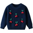 thumbnail image 1 of Gubotare Toddler Boys Sweaters Boys Casual Pullover Sweaters Kids Chunky Crewneck Knit Tops Size 1T 2T (Navy,1-2 Years), 1 of 9