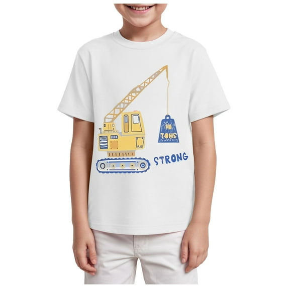 Gubotare Toddler Boys T Shirts Boys Short Sleeve Crew Neck T-Shirt with Chest Print | Soft Cotton Sizes 9-10T (White,9-10 Years)