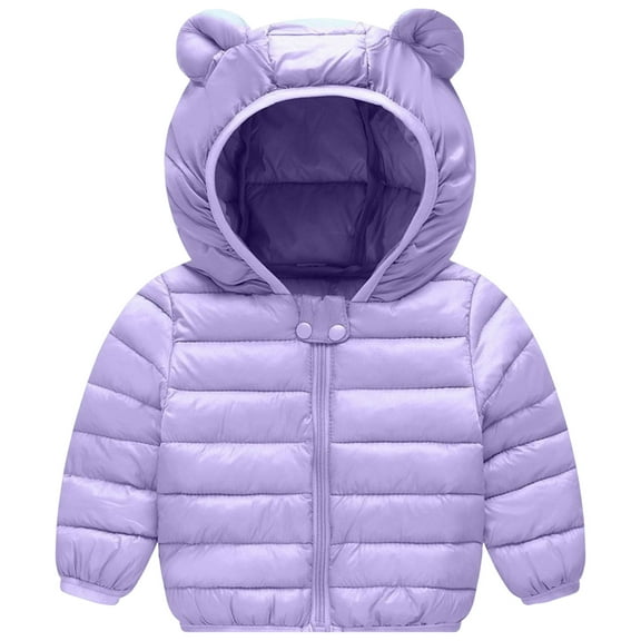 Gubotare Toddler Boys Winter Coat Toddler Thickend Winter Coat, Warm Padded Hooded Puffer Jacket Outerwear Size 3T 4T (Purple,3-4 Years)