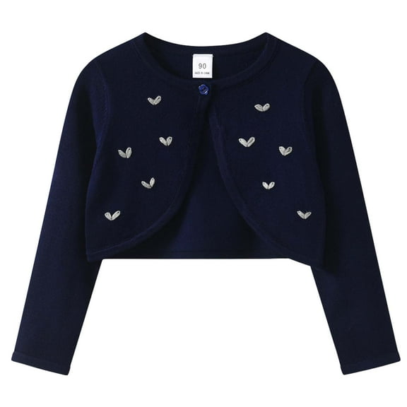 Gubotare Toddler Cardigan Girl's Long Sleeve Cropped Cardigan Open Front Shrug Cardigans Size 7-8 (Blue,7-8 Years)