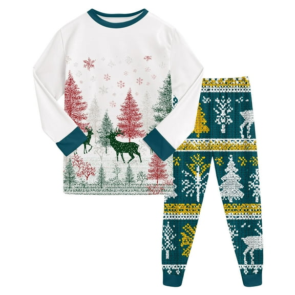 Gubotare Toddler Christmas Pajamas Kids Boys Girls Toddler Solid Daily Pyjamas Sleepwear Set Basic 5T 6T (Green,5-6 Years)