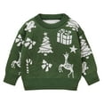 thumbnail image 1 of Gubotare Toddler Christmas Sweater Girls Basic Sweater Youth Kids Long Sleeve Crew Neck Classic Knit Pullover Casual Loose Fit Shirt Size 9 12 Months (Green,9-12 Months), 1 of 5