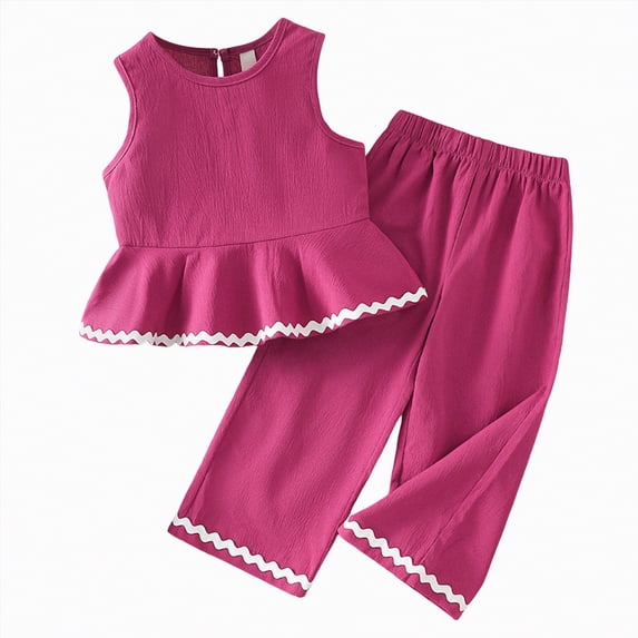 Gubotare Toddler Clothes Baby Girl Summer Clothes Set Short Sleeve Tops Pants Cute Infant Toddler Outfits 3T 4T (Hot Pink,3-4 Years)